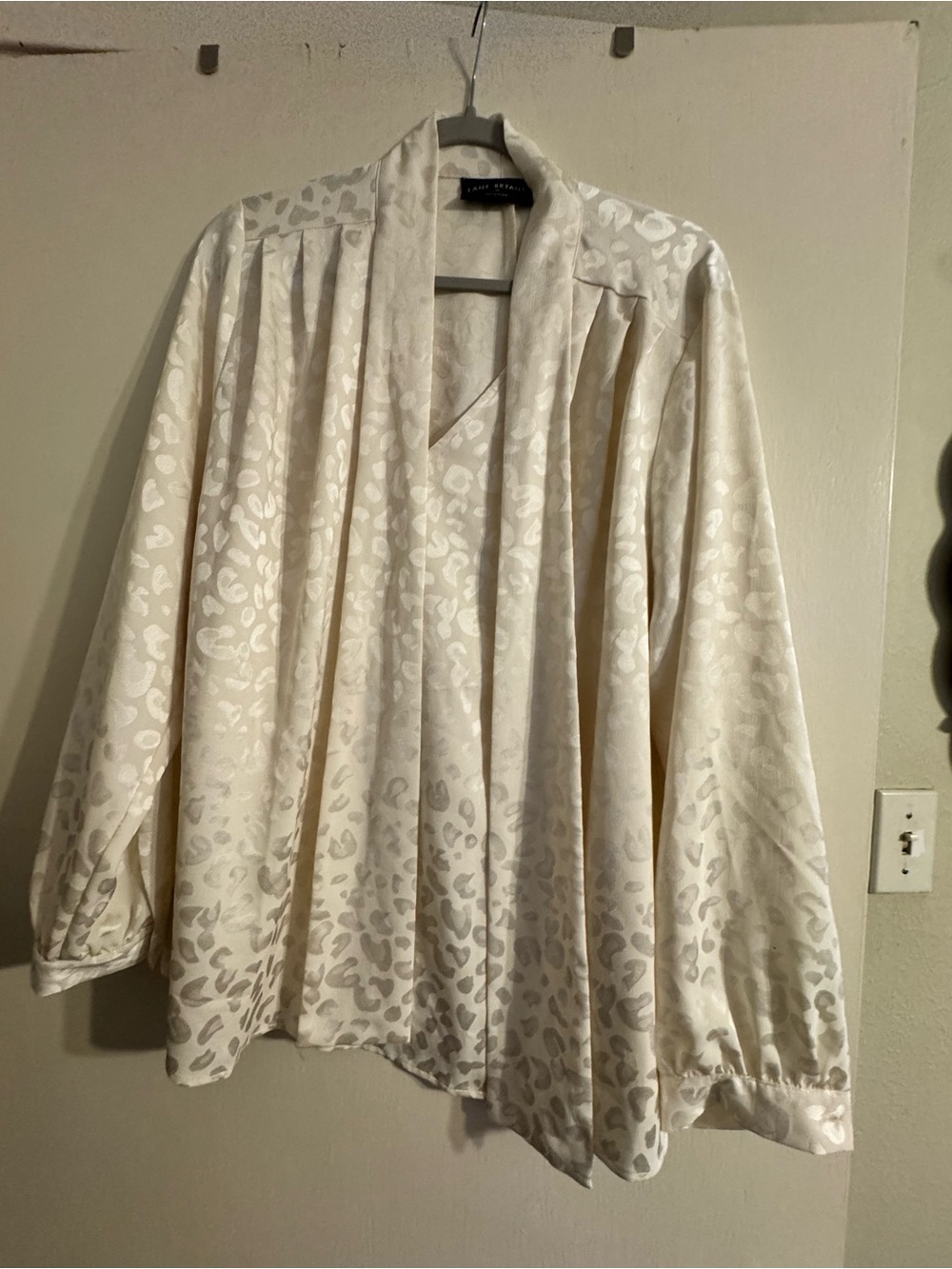 Lane Bryant Animal Print Draped Pussybow Blouse